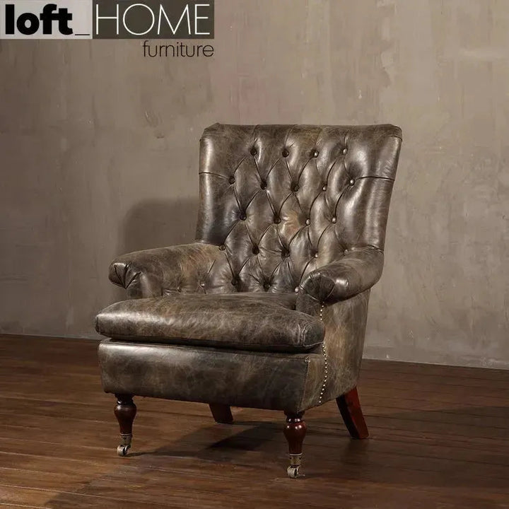 Vintage Genuine Leather 1 Seater Sofa RETRO