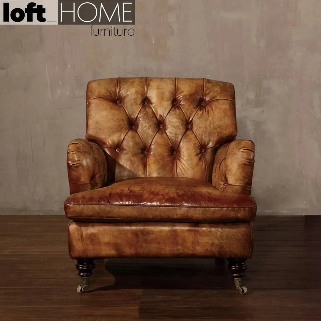 Vintage Genuine Leather 1 Seater Sofa RINO