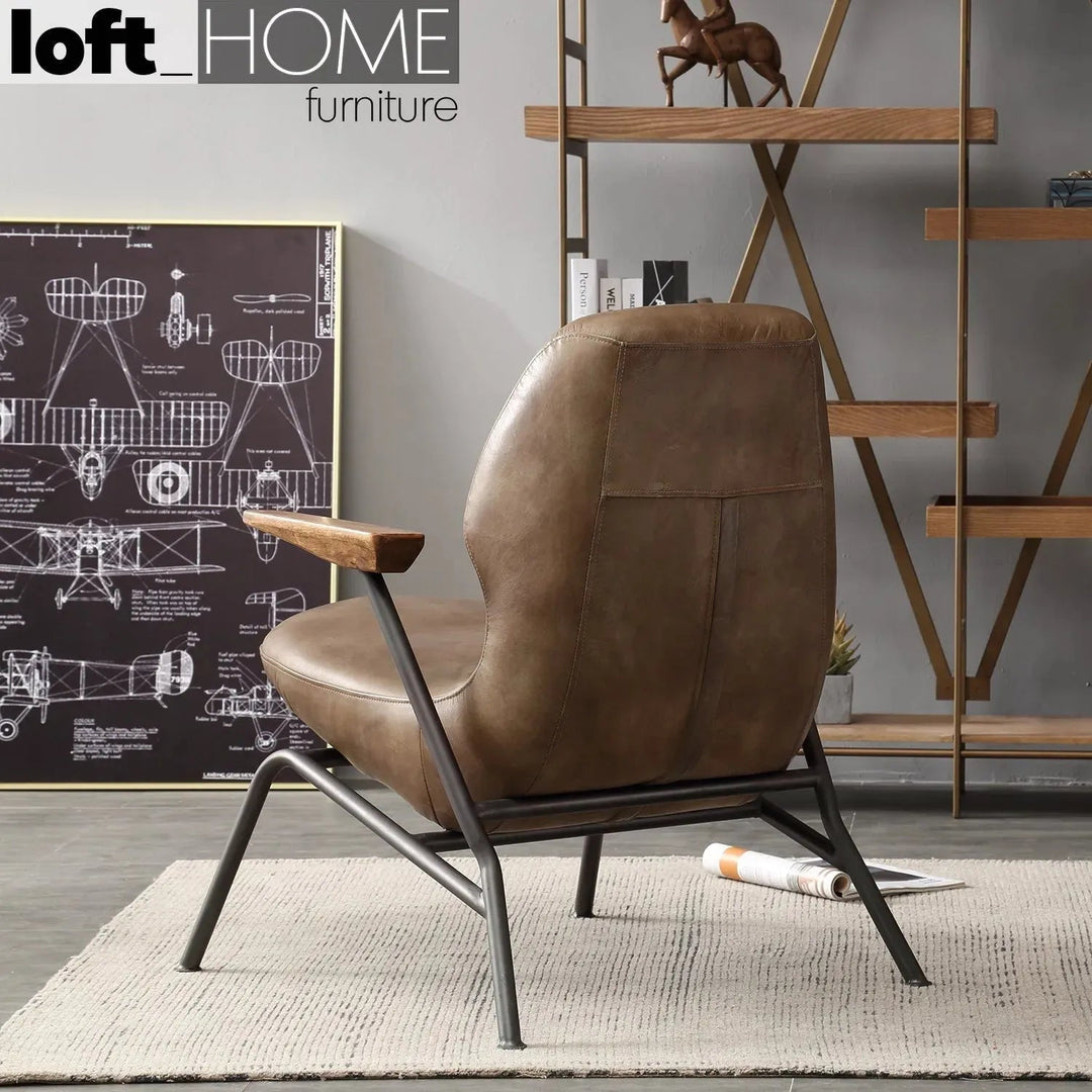 Industrial Genuine Leather 1 Seater Sofa SAND MASTER