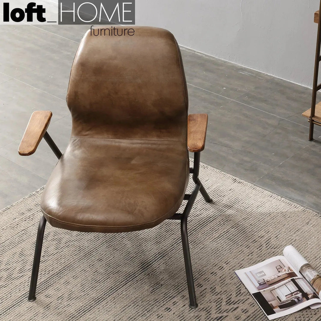 Industrial Genuine Leather 1 Seater Sofa SAND MASTER