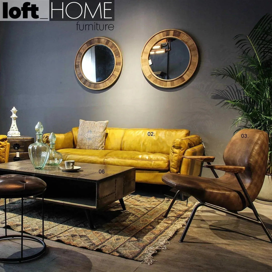 Industrial Genuine Leather 1 Seater Sofa SAND MASTER