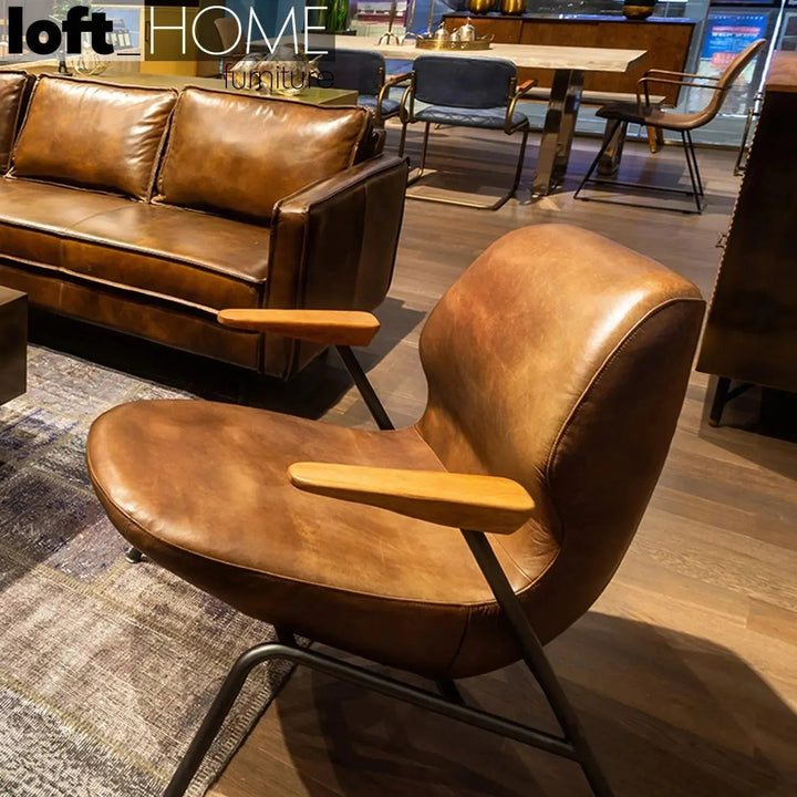 Industrial Genuine Leather 1 Seater Sofa SAND MASTER