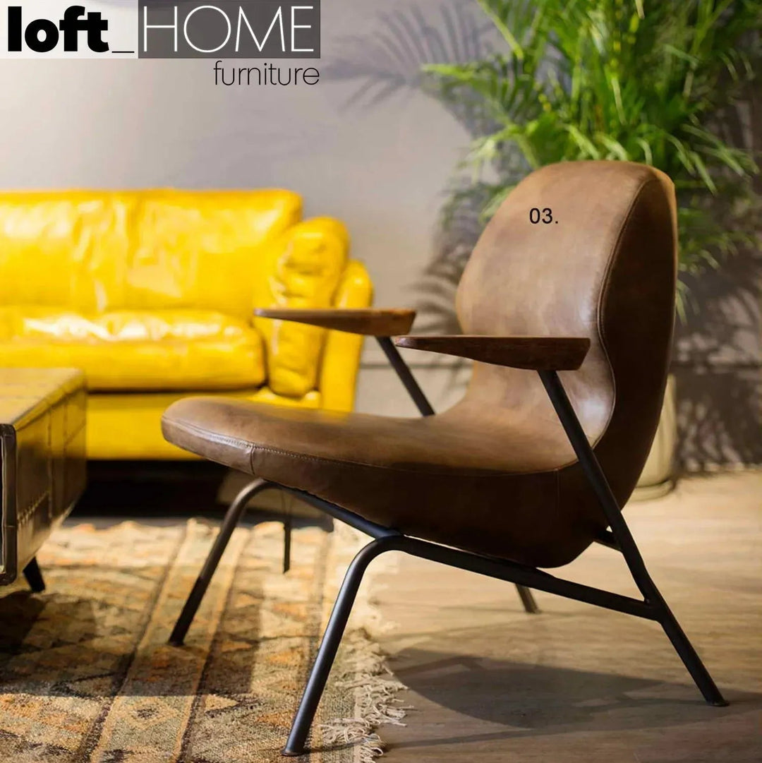 Industrial Genuine Leather 1 Seater Sofa SAND MASTER