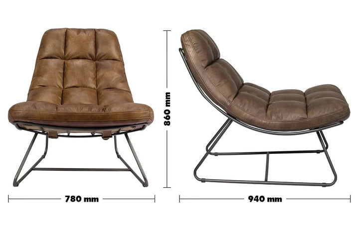 Vintage genuine leather 1 seater sofa sand size charts.