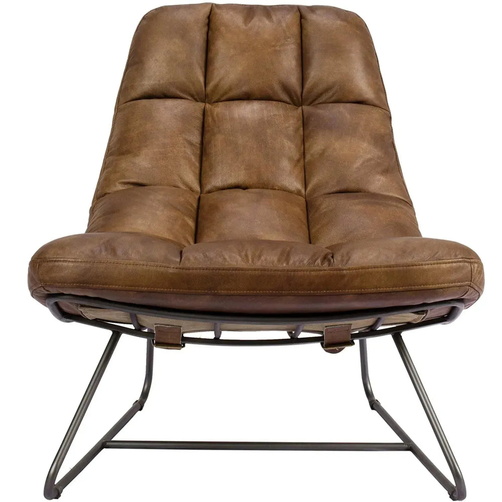Vintage genuine leather 1 seater sofa sand in white background.