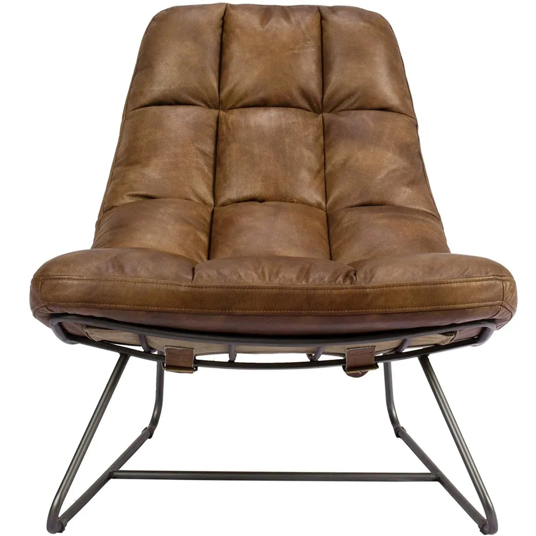 Vintage genuine leather 1 seater sofa sand in white background.
