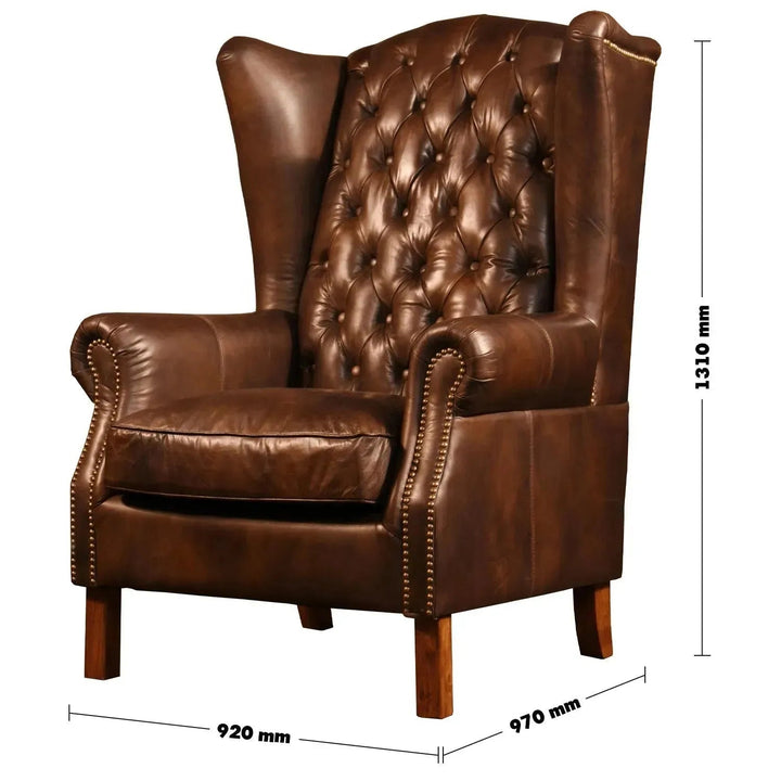 Vintage genuine leather 1 seater sofa wing l size charts.