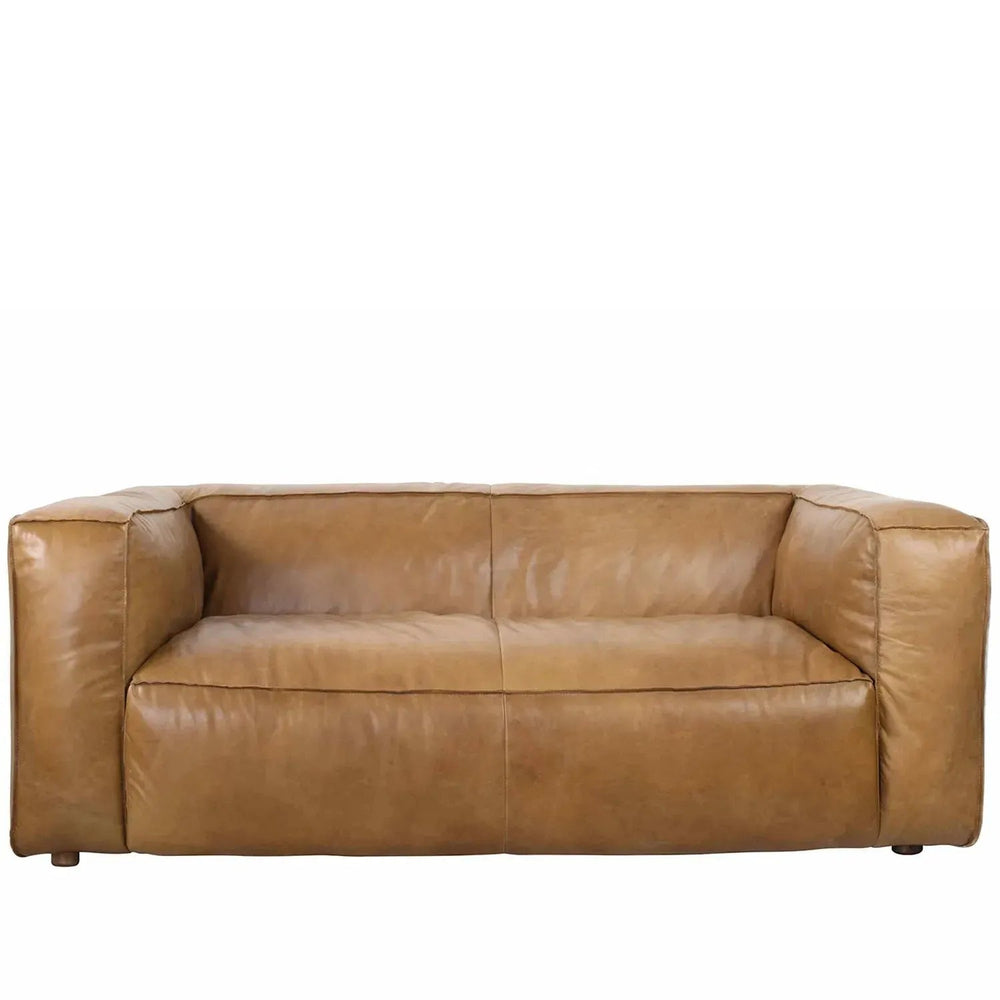 Vintage genuine leather 2 seater sofa antique master in white background.