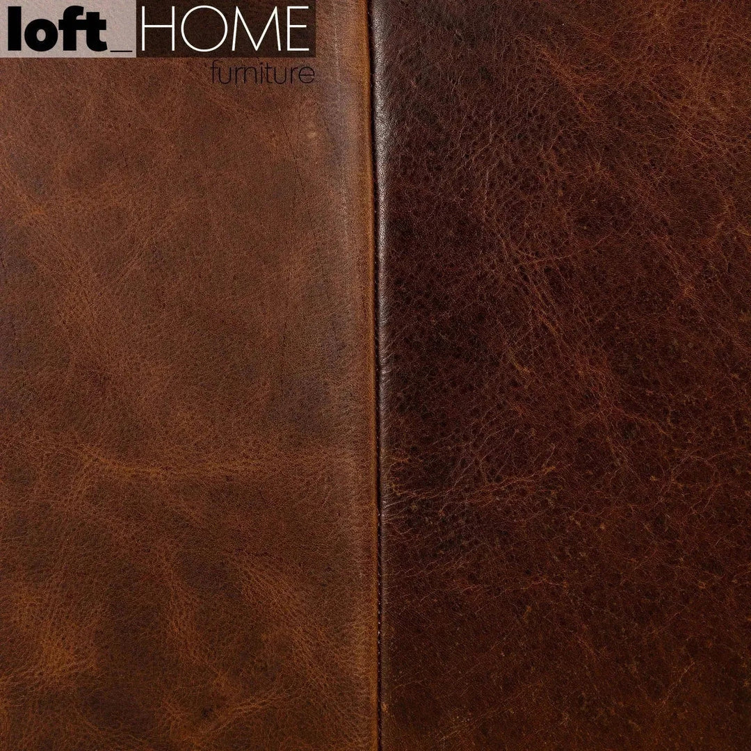 Vintage genuine leather 2 seater sofa antique master detail 2.