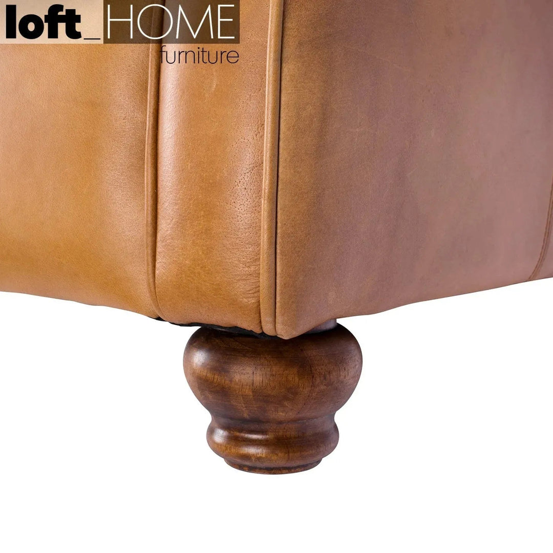 Vintage genuine leather 2 seater sofa barclay in details.