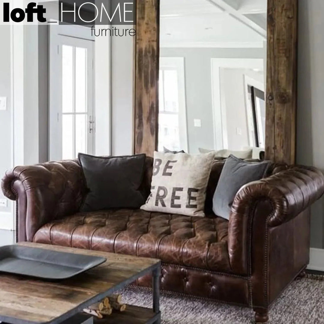 Vintage Genuine Leather 2 Seater Sofa CHESTERFIELD BUTTON