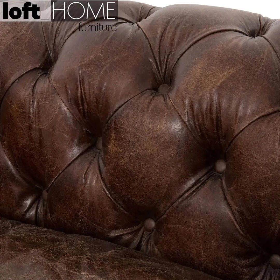 Vintage genuine leather 2 seater sofa chesterfield classic environmental situation.