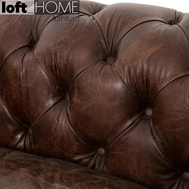 Vintage genuine leather 2 seater sofa chesterfield classic environmental situation.