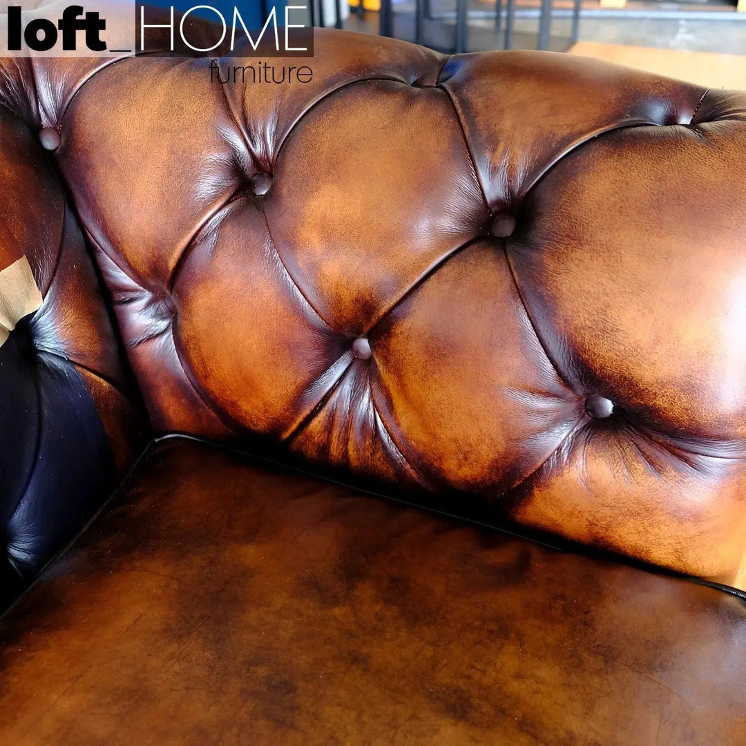 Vintage genuine leather 2 seater sofa chesterfield union jack situational feels.