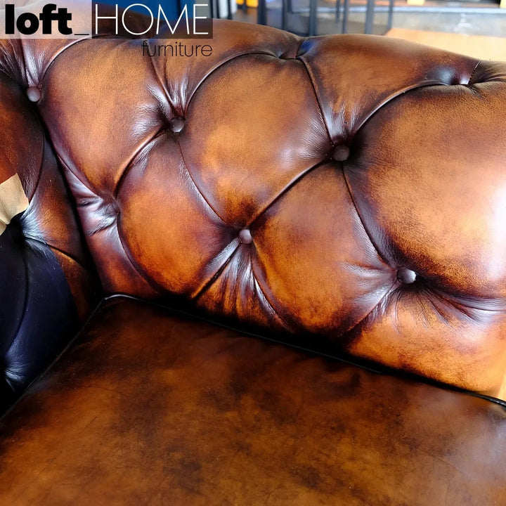 Vintage genuine leather 2 seater sofa chesterfield union jack situational feels.