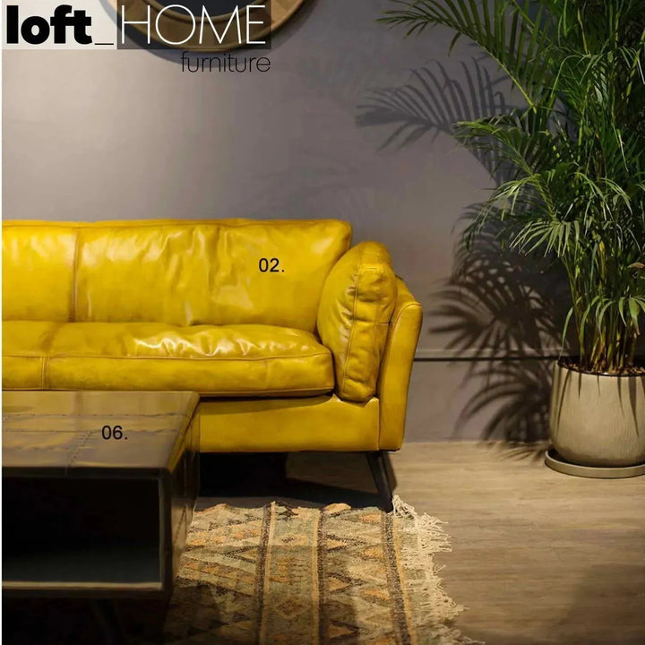 Vintage genuine leather 2 seater sofa magina layered structure.