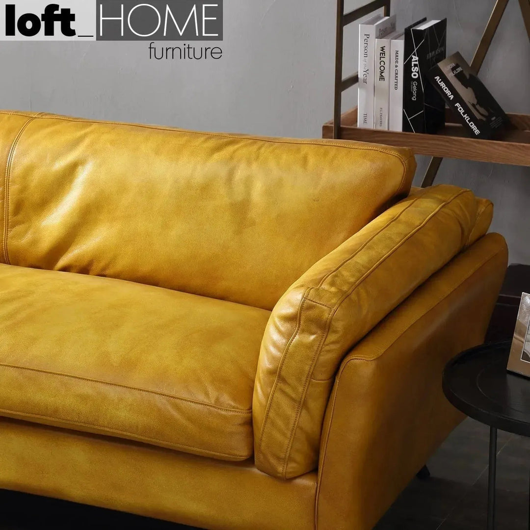 Vintage genuine leather 2 seater sofa magina in real life style.