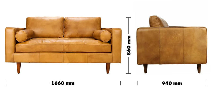 Vintage genuine leather 2 seater sofa olga size charts.