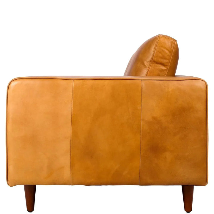 Vintage genuine leather 2 seater sofa olga in close up details.