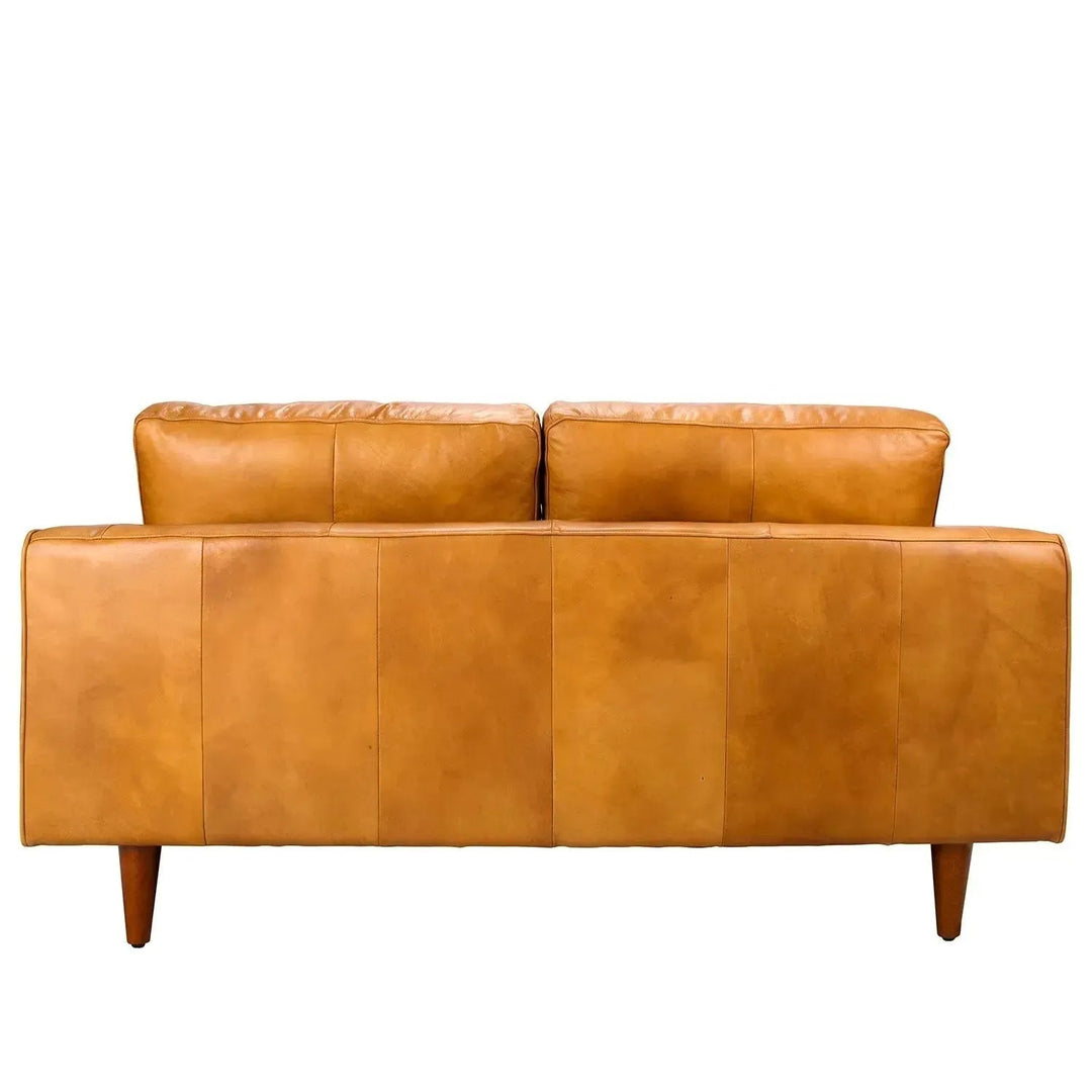 Vintage genuine leather 2 seater sofa olga in details.