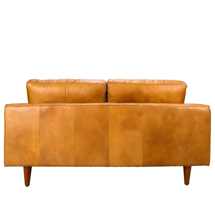 Vintage genuine leather 2 seater sofa olga in details.