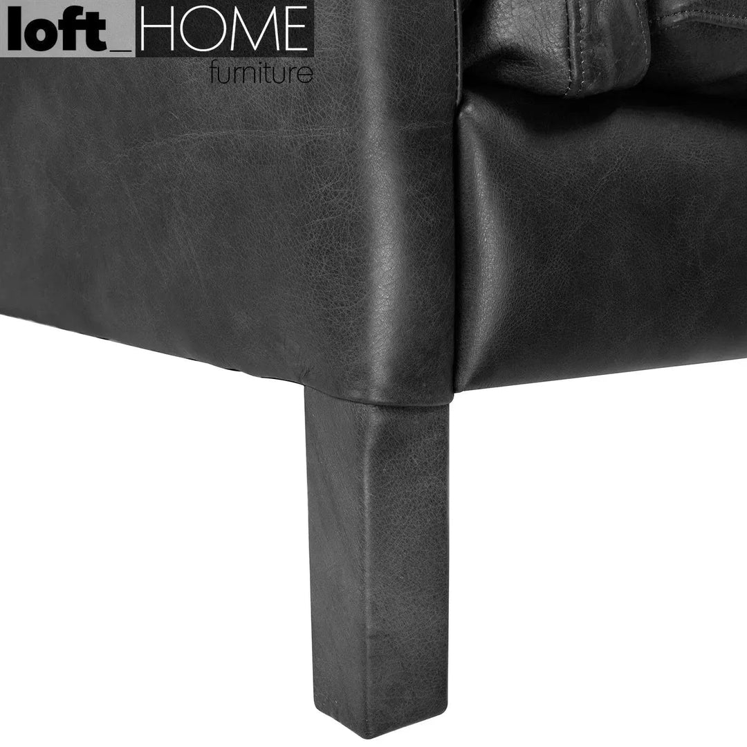 Vintage genuine leather 2 seater sofa reggio in panoramic view.