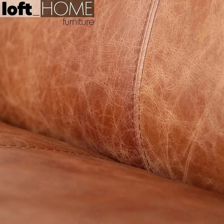 Vintage genuine leather 2 seater sofa reggio in details.