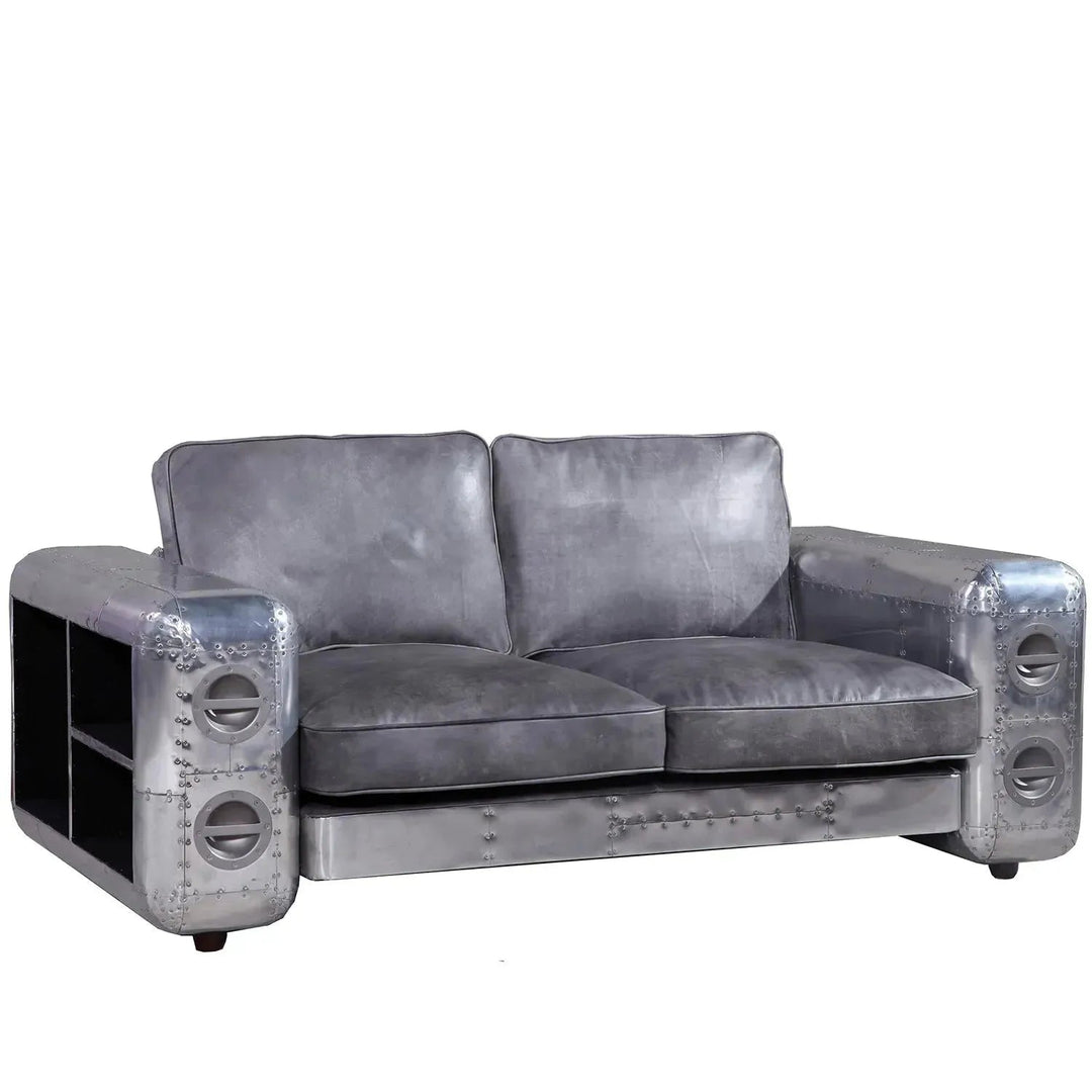 Industrial Genuine Leather 2 Seater Sofa SILVER AIRCRAFT