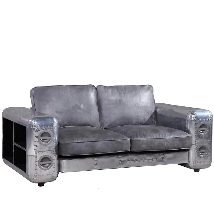 Industrial Genuine Leather 2 Seater Sofa SILVER AIRCRAFT