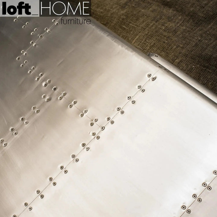 Industrial Genuine Leather 2 Seater Sofa SILVER AIRCRAFT