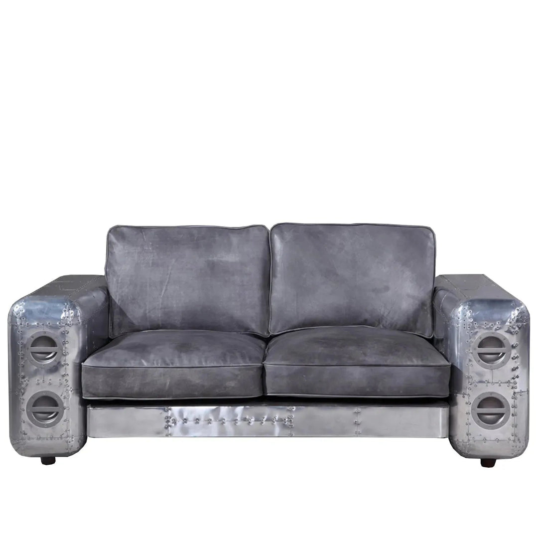 Industrial Genuine Leather 2 Seater Sofa SILVER AIRCRAFT