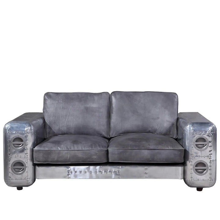Industrial Genuine Leather 2 Seater Sofa SILVER AIRCRAFT