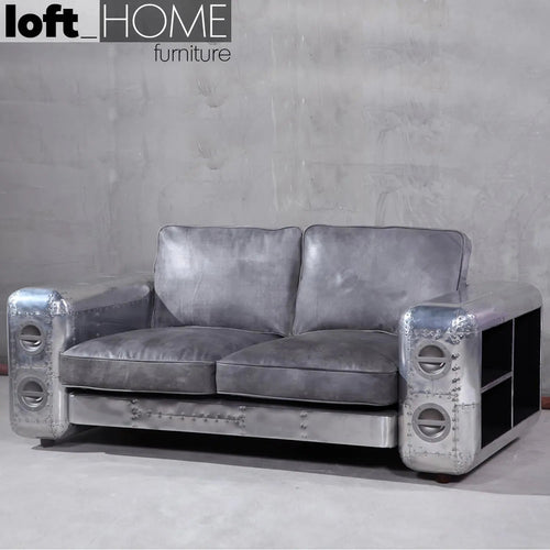 Industrial Genuine Leather 2 Seater Sofa SILVER AIRCRAFT Good to Know Preview-1