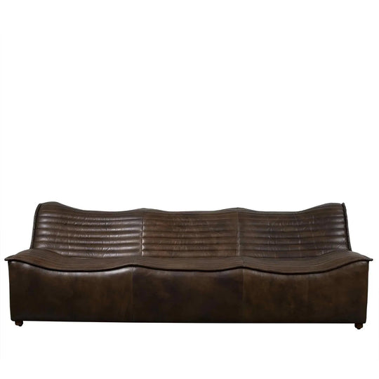 Vintage genuine leather 3 seater sofa airmaster in white background.