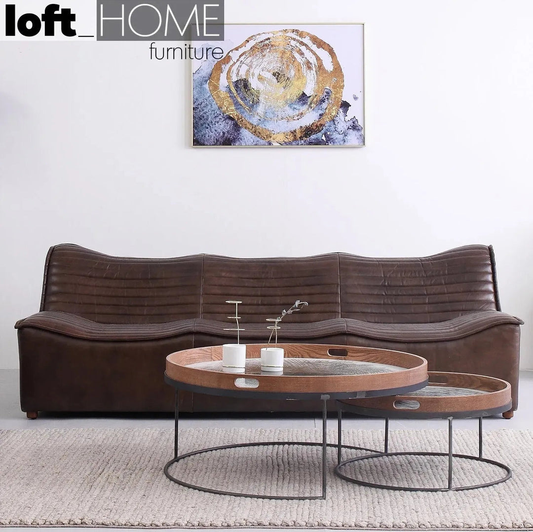 Vintage genuine leather 3 seater sofa airmaster primary product view.