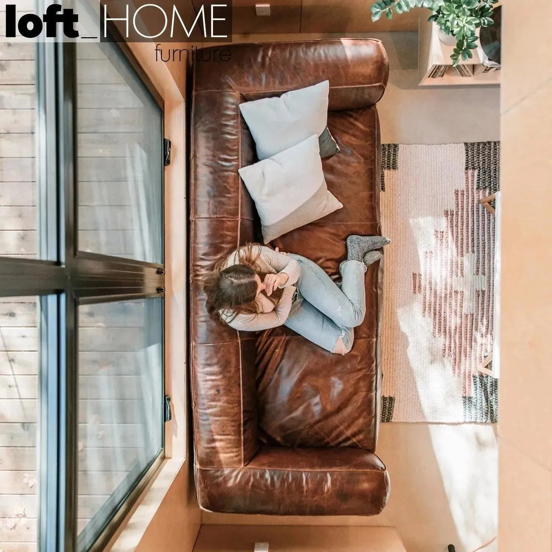 Vintage Genuine Leather 3 Seater Sofa ANTIQUE MASTER