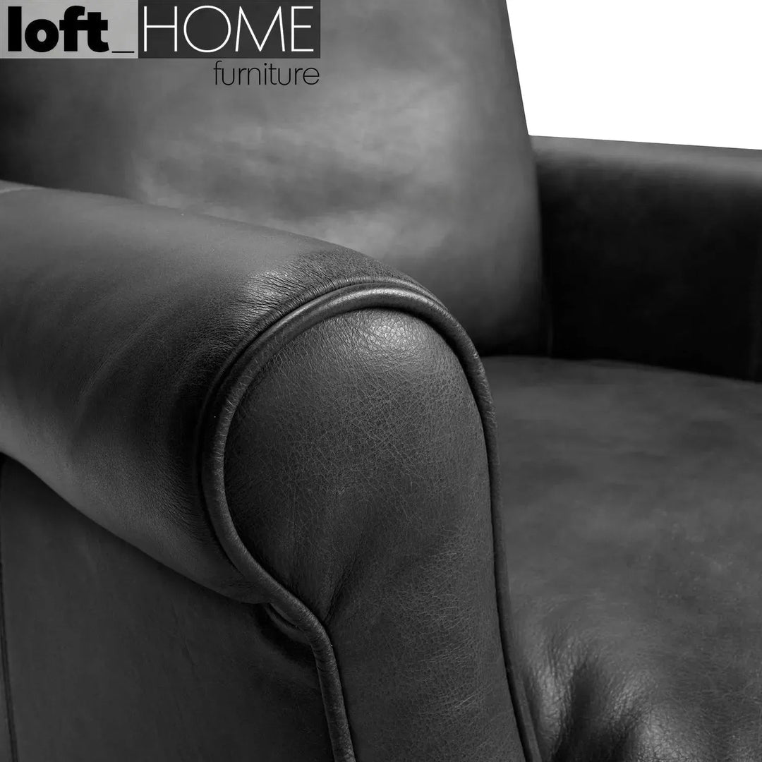 Vintage genuine leather 3 seater sofa barclay layered structure.