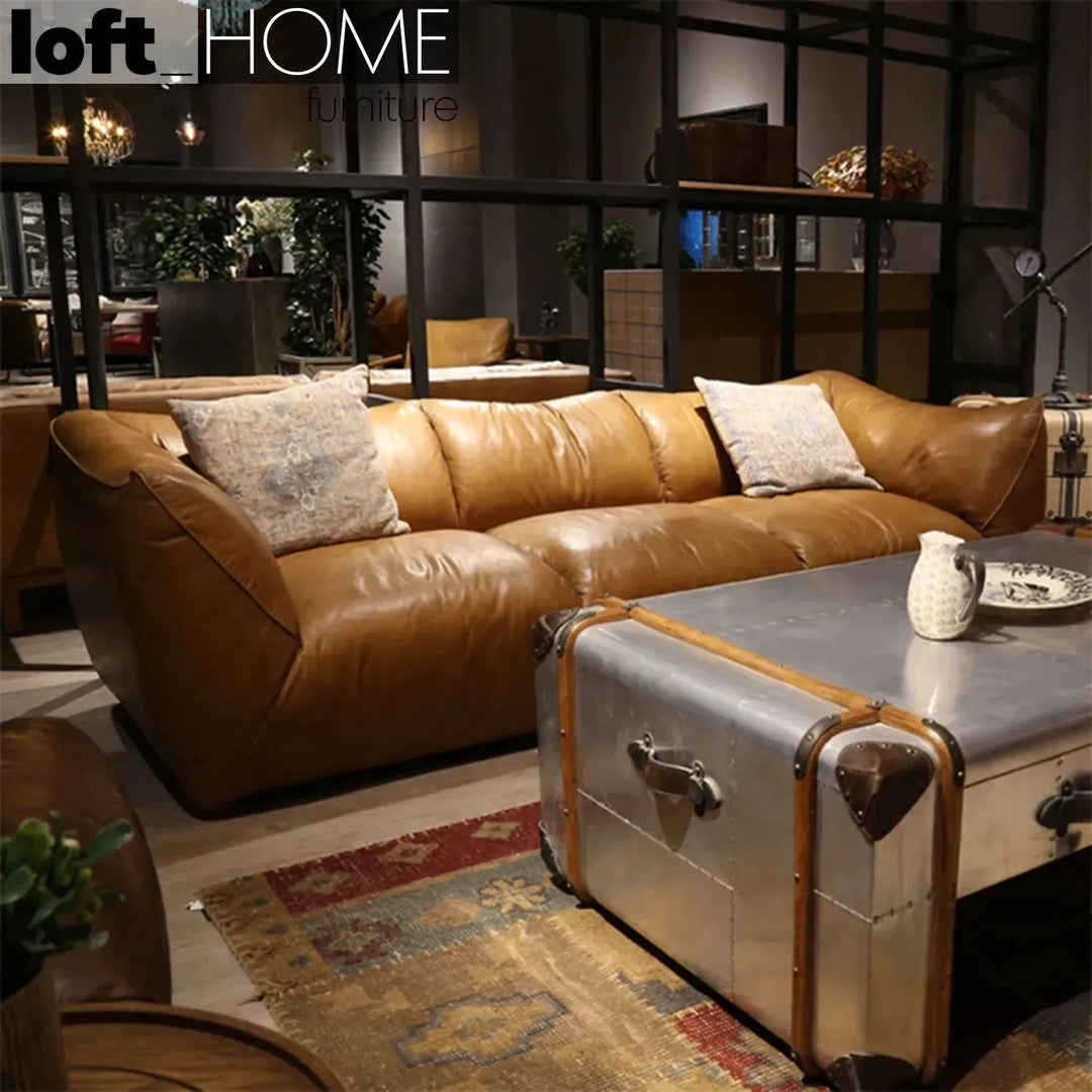 Vintage Genuine Leather 3 Seater Sofa BEANBAG