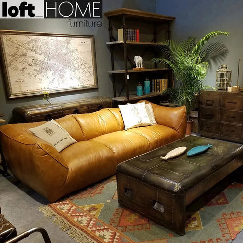 Vintage Genuine Leather 3 Seater Sofa BEANBAG Good to Know Preview-1