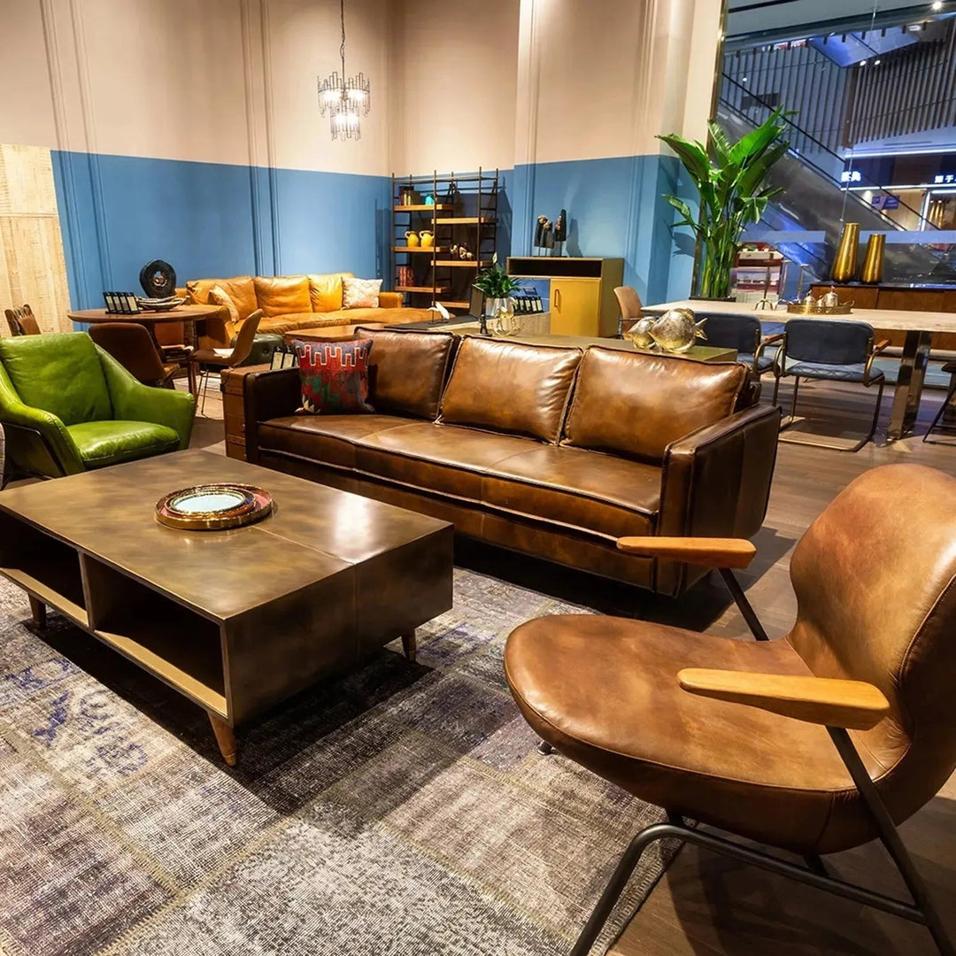 Vintage Genuine Leather 3 Seater Sofa BELGIAN