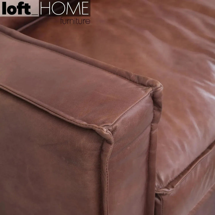 Vintage genuine leather 3 seater sofa brown whisky environmental situation.