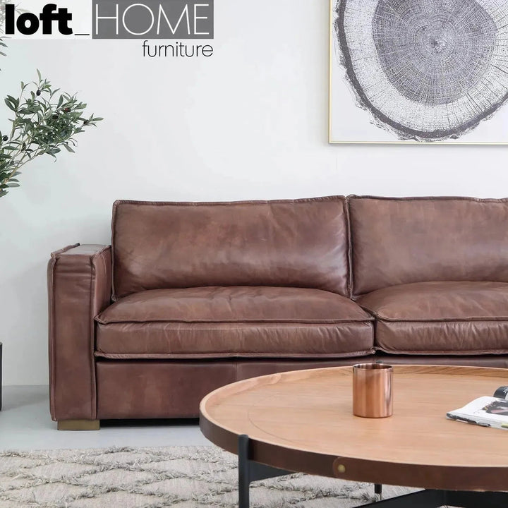 Vintage Genuine Leather 3 Seater Sofa BROWN WHISKY