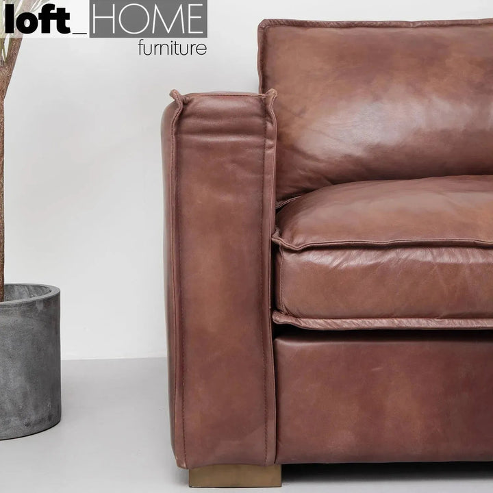 Vintage Genuine Leather 3 Seater Sofa BROWN WHISKY