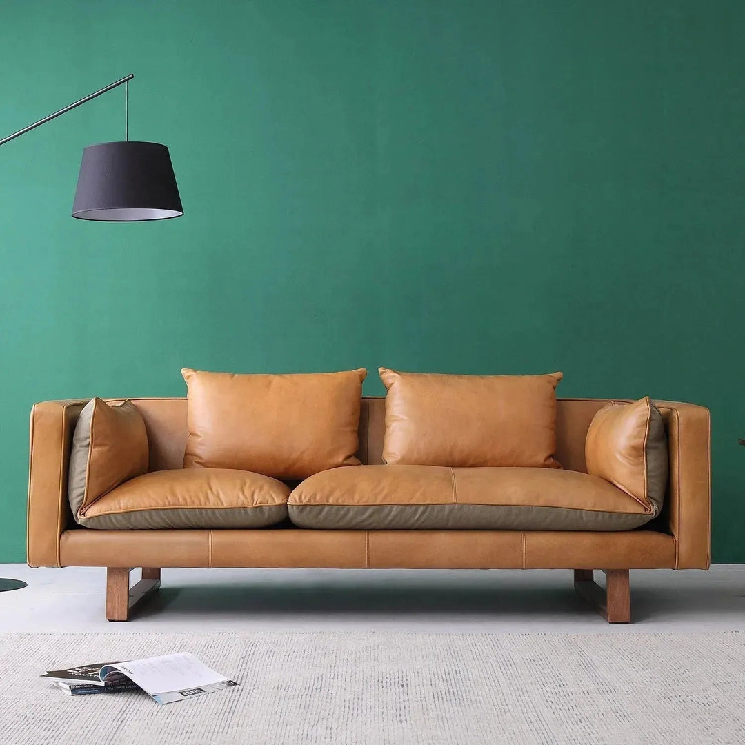 Vintage Genuine Leather 3 Seater Sofa CANVAS NUT