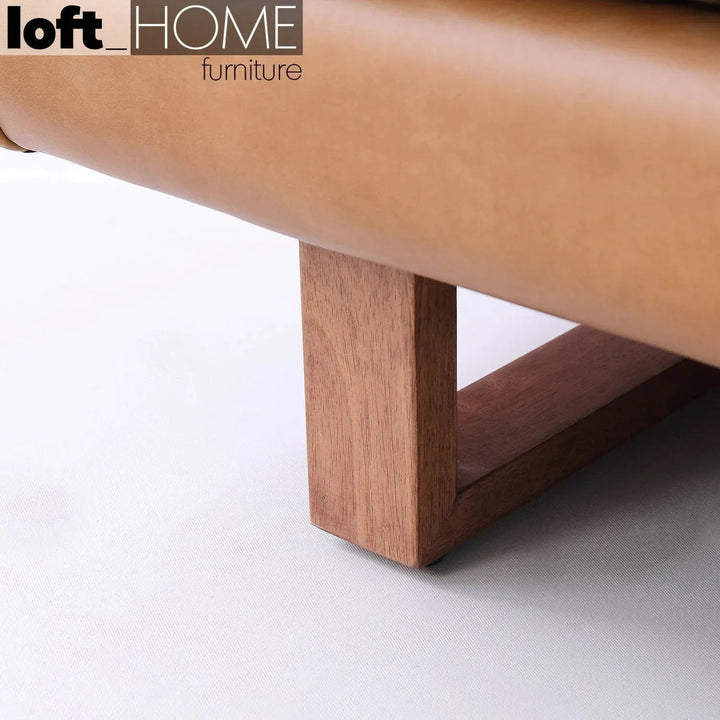 Vintage genuine leather 3 seater sofa canvas nut detail 1.