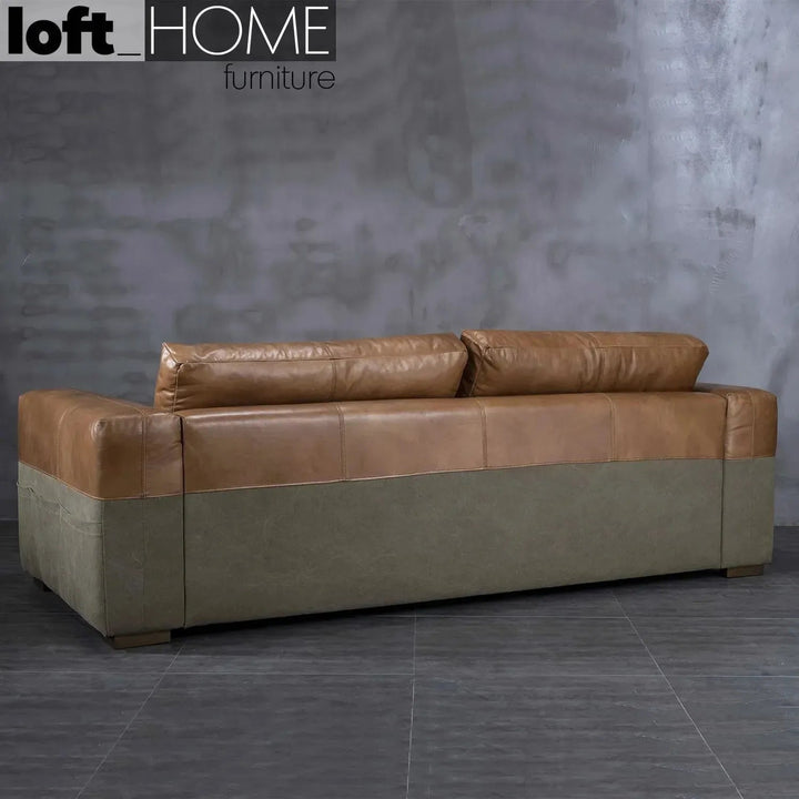 Vintage genuine leather 3 seater sofa canvas ter detail 2.