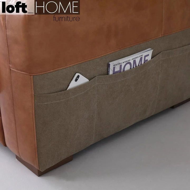 Vintage Genuine Leather 3 Seater Sofa CANVAS TER