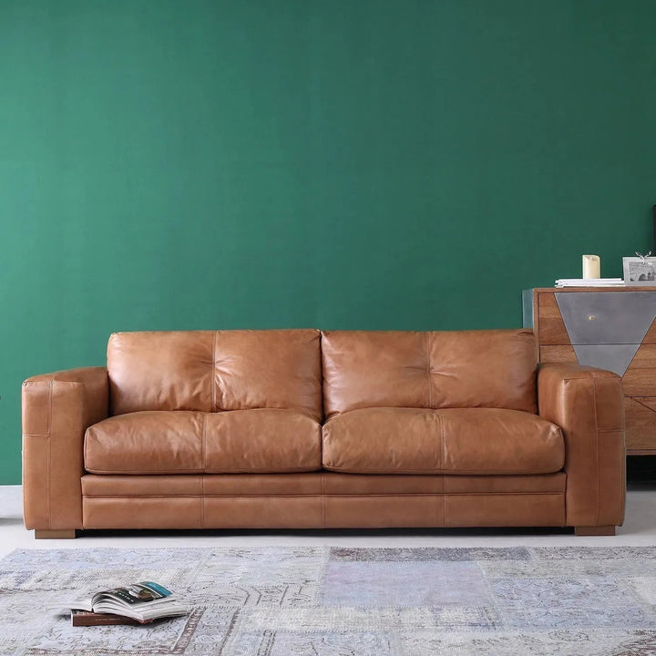 Vintage Genuine Leather 3 Seater Sofa CANVAS TER