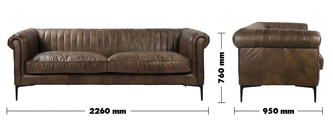 Vintage Genuine Leather 3 Seater Sofa ELIS