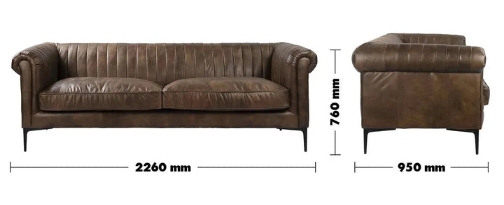 Vintage Genuine Leather 3 Seater Sofa ELIS